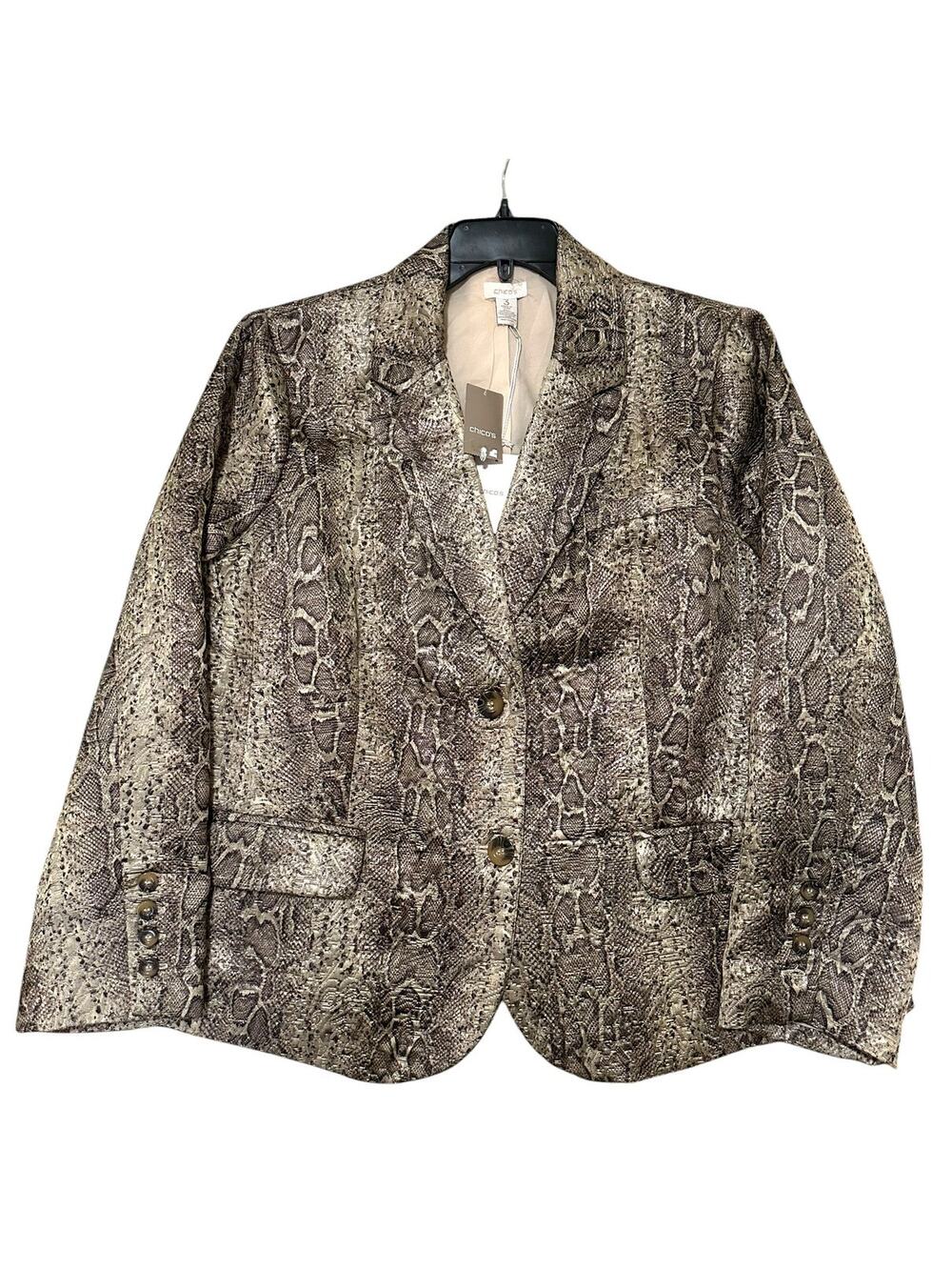 Chico's Jacquard Cobra Blazer Women's Chico's 3 (XL) Snake Print Metallic NWT
